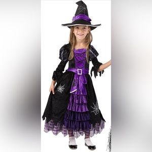 Toddler 3T purple and black Witch Halloween costume: includes hat and dress